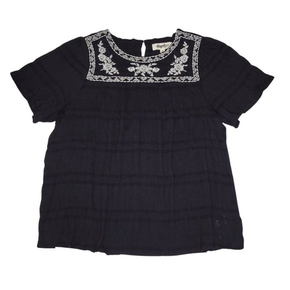 BLACK BLOUSE WITH FLORAL EMBROIDERED - Picture 6 of 6